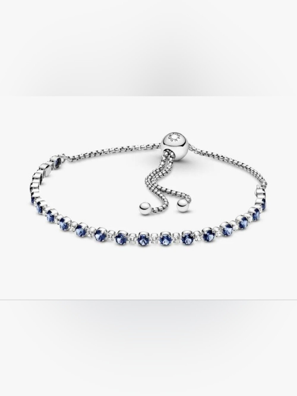Pandora Blue & Clear Sparkle Slider Silver Bracelet